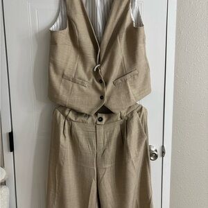 Faith and Joy Beige Pantsuit Set